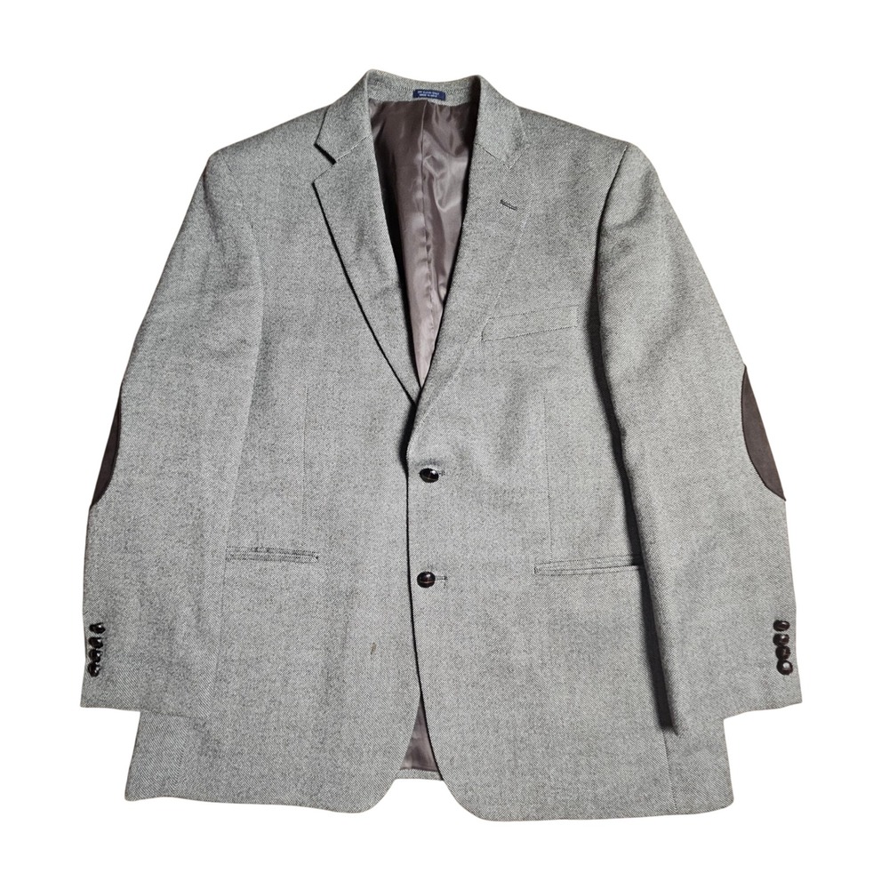 Saddlebred‎ Wool Blend Two Button Sport Coat Blazer Elbow Patches 46R Ivy League